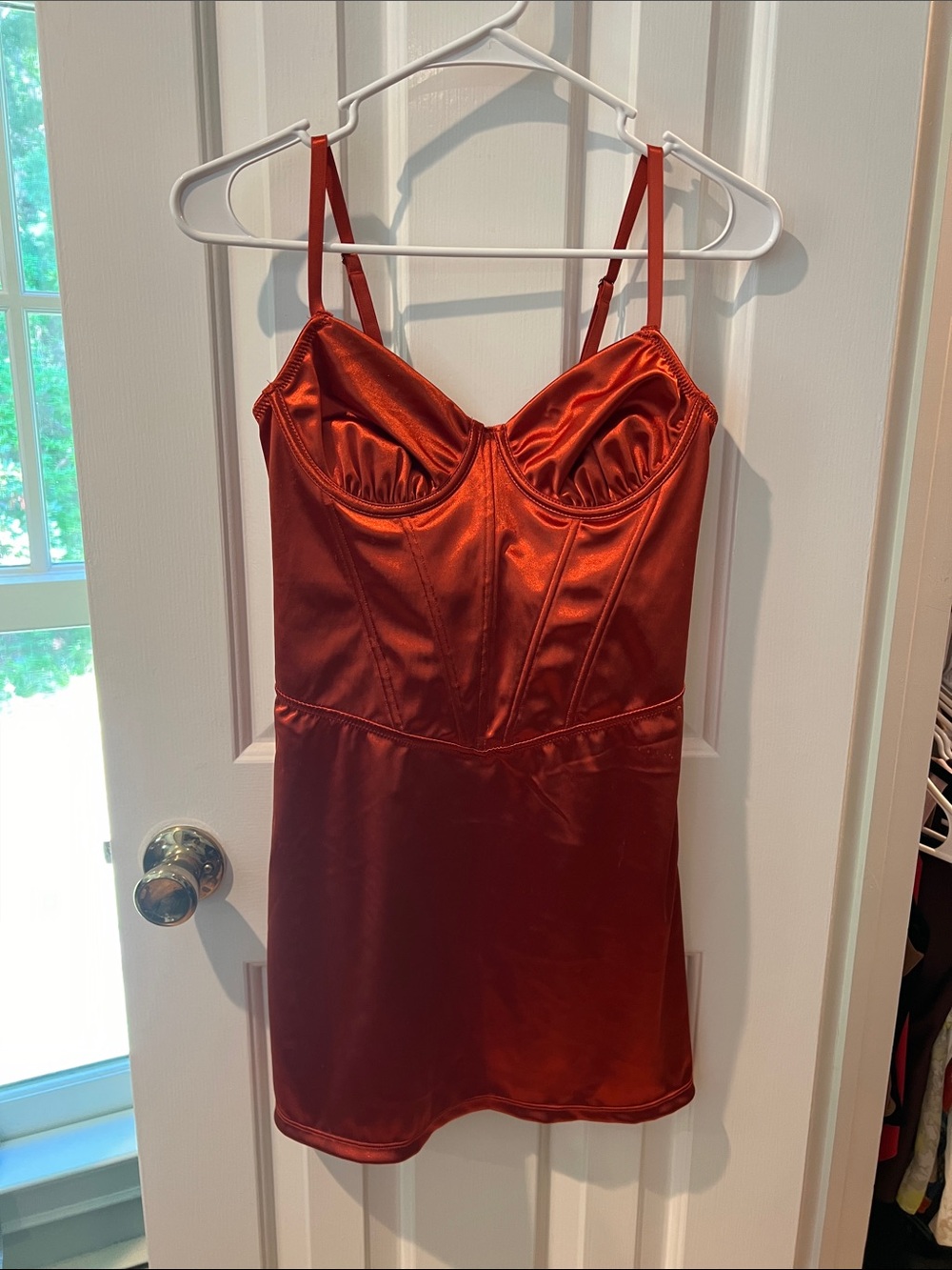 Forever 21 Satin Rust-Red Slip Dress